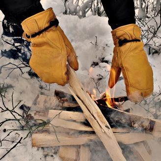 Kootamo Winter Leather Mittens, Work, Bushcraft