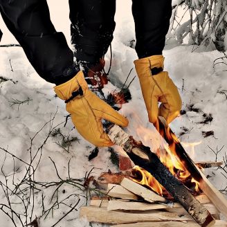 Kootamo Winter Leather Mittens, Work, Bushcraft