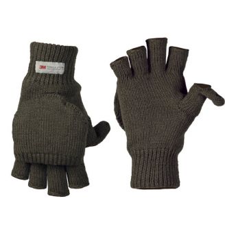 Mil-Tec Fingerless Gloves W/ Mitten Cover (Olive)