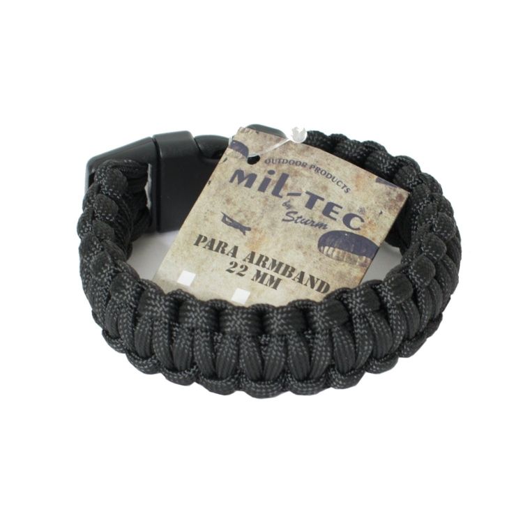 thumbnail image 2 of Mil-Tec Paracord Survival Bracelet - 15mm Black Emergency Parachute Cord Wristband 2 of 14