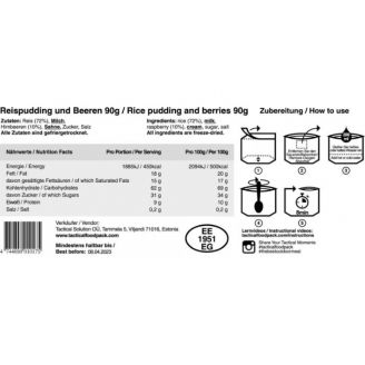 Tactical Foodpack Rice Pudding And Berries