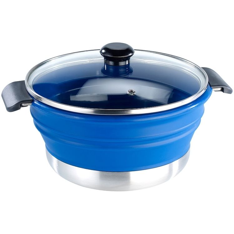 Foldable Silicone Pot With Glass Lid