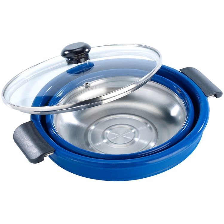 Foldable Silicone Pot With Glass Lid