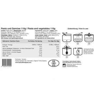Tactical Foodpack Pasta and Vegetables